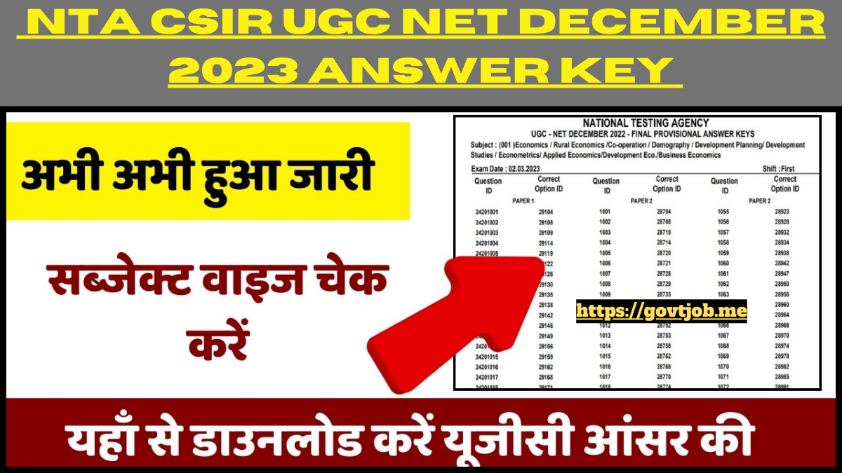 Nta Csir Ugc Net December Answer Key Govt Job